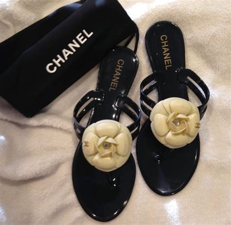 chanel sandals with flower|Chanel cold trip slide sandals.